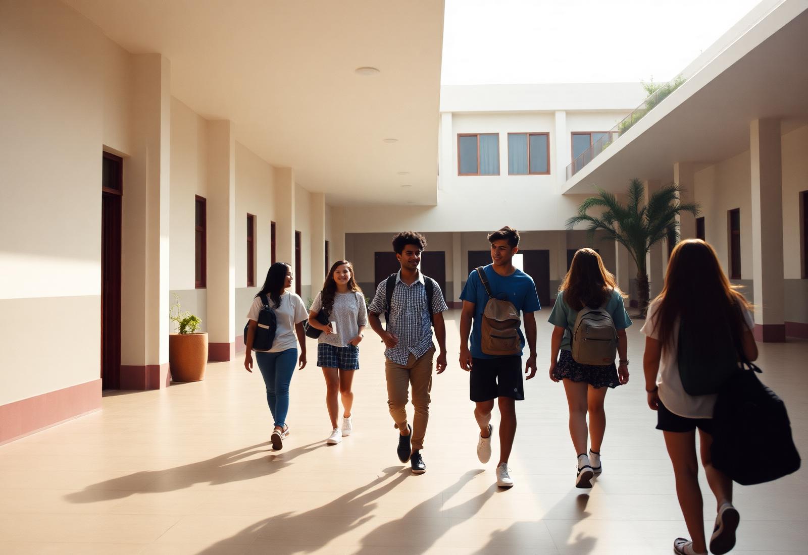 Convivência entre alunos no pátio